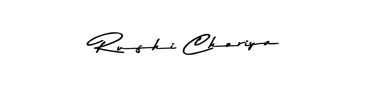 How to make Rushi Choriya name signature. Use Asem Kandis PERSONAL USE style for creating short signs online. This is the latest handwritten sign. Rushi Choriya signature style 9 images and pictures png