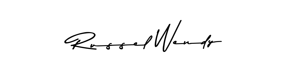 How to make Russel Wendy name signature. Use Asem Kandis PERSONAL USE style for creating short signs online. This is the latest handwritten sign. Russel Wendy signature style 9 images and pictures png