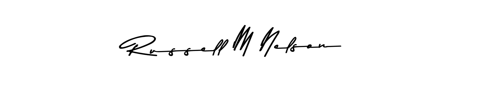 How to make Russell M Nelson name signature. Use Asem Kandis PERSONAL USE style for creating short signs online. This is the latest handwritten sign. Russell M Nelson signature style 9 images and pictures png