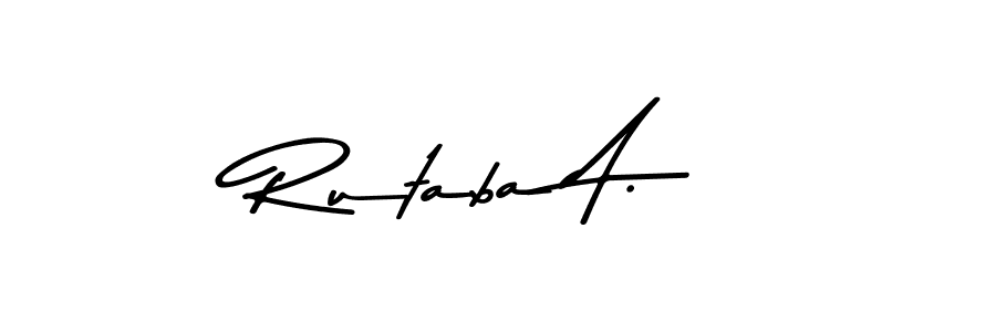 You should practise on your own different ways (Asem Kandis PERSONAL USE) to write your name (Rutaba A.) in signature. don't let someone else do it for you. Rutaba A. signature style 9 images and pictures png