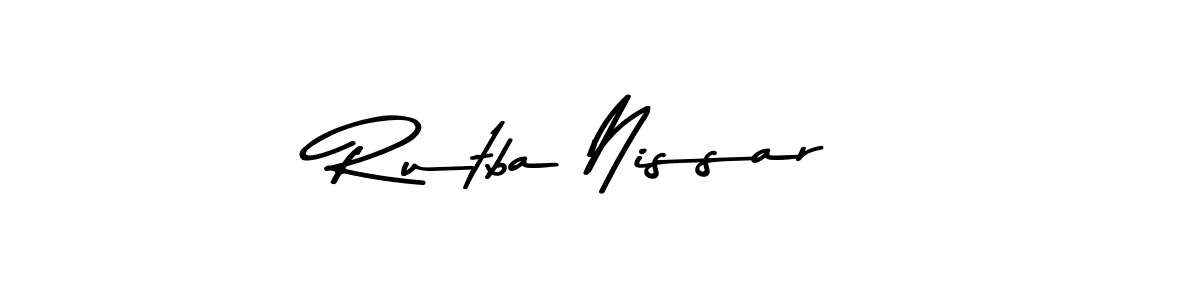 Create a beautiful signature design for name Rutba Nissar. With this signature (Asem Kandis PERSONAL USE) fonts, you can make a handwritten signature for free. Rutba Nissar signature style 9 images and pictures png