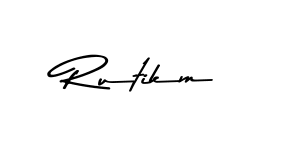 Make a beautiful signature design for name Rutikm. With this signature (Asem Kandis PERSONAL USE) style, you can create a handwritten signature for free. Rutikm signature style 9 images and pictures png