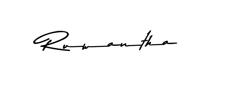 How to make Ruwantha name signature. Use Asem Kandis PERSONAL USE style for creating short signs online. This is the latest handwritten sign. Ruwantha signature style 9 images and pictures png
