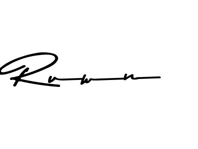 Make a beautiful signature design for name Ruwn. With this signature (Asem Kandis PERSONAL USE) style, you can create a handwritten signature for free. Ruwn signature style 9 images and pictures png