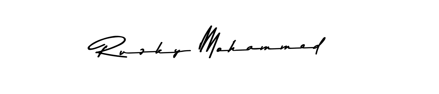 Make a beautiful signature design for name Ruzky Mohammed. With this signature (Asem Kandis PERSONAL USE) style, you can create a handwritten signature for free. Ruzky Mohammed signature style 9 images and pictures png