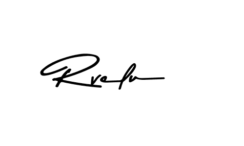 How to make Rvelu name signature. Use Asem Kandis PERSONAL USE style for creating short signs online. This is the latest handwritten sign. Rvelu signature style 9 images and pictures png