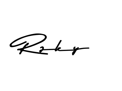 Design your own signature with our free online signature maker. With this signature software, you can create a handwritten (Asem Kandis PERSONAL USE) signature for name Rzky. Rzky signature style 9 images and pictures png