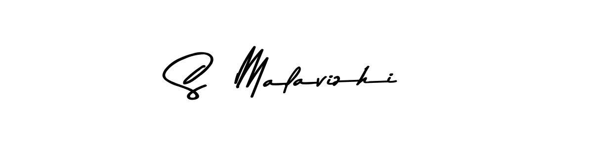 How to make S  Malavizhi name signature. Use Asem Kandis PERSONAL USE style for creating short signs online. This is the latest handwritten sign. S  Malavizhi signature style 9 images and pictures png