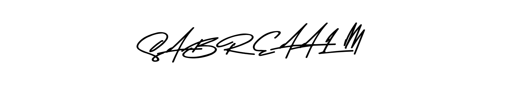 How to make S A B R E A A L M name signature. Use Asem Kandis PERSONAL USE style for creating short signs online. This is the latest handwritten sign. S A B R E A A L M signature style 9 images and pictures png