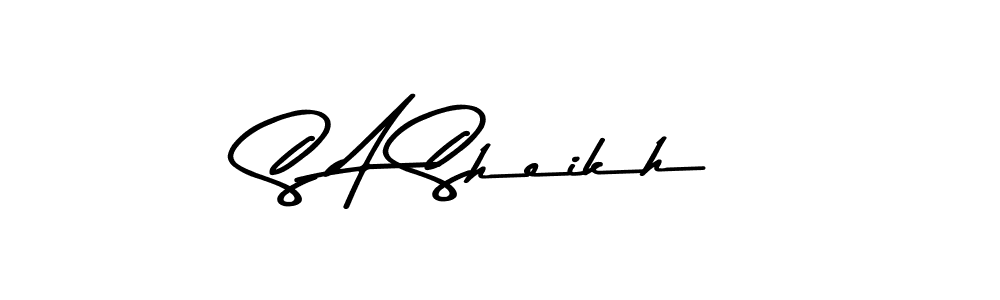 How to make S A Sheikh name signature. Use Asem Kandis PERSONAL USE style for creating short signs online. This is the latest handwritten sign. S A Sheikh signature style 9 images and pictures png