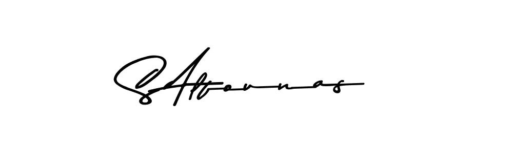 How to make S Alfounas name signature. Use Asem Kandis PERSONAL USE style for creating short signs online. This is the latest handwritten sign. S Alfounas signature style 9 images and pictures png