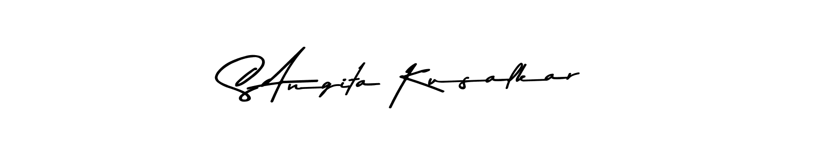 The best way (Asem Kandis PERSONAL USE) to make a short signature is to pick only two or three words in your name. The name S Angita Kusalkar include a total of six letters. For converting this name. S Angita Kusalkar signature style 9 images and pictures png