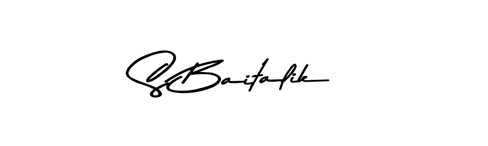 The best way (Asem Kandis PERSONAL USE) to make a short signature is to pick only two or three words in your name. The name S Baitalik include a total of six letters. For converting this name. S Baitalik signature style 9 images and pictures png