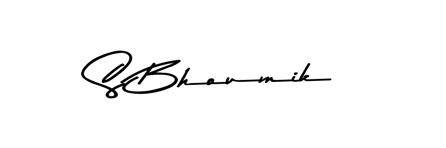 How to make S Bhoumik name signature. Use Asem Kandis PERSONAL USE style for creating short signs online. This is the latest handwritten sign. S Bhoumik signature style 9 images and pictures png