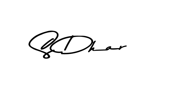 Make a beautiful signature design for name S Dhar. With this signature (Asem Kandis PERSONAL USE) style, you can create a handwritten signature for free. S Dhar signature style 9 images and pictures png