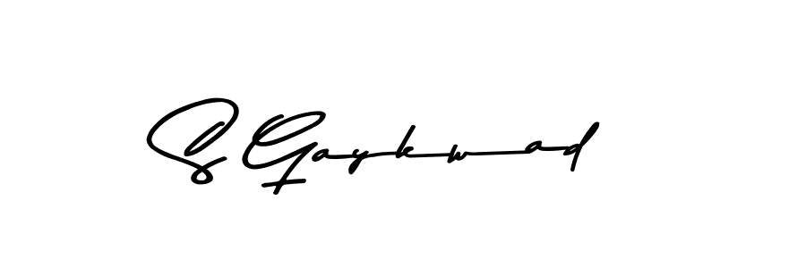How to make S Gaykwad name signature. Use Asem Kandis PERSONAL USE style for creating short signs online. This is the latest handwritten sign. S Gaykwad signature style 9 images and pictures png