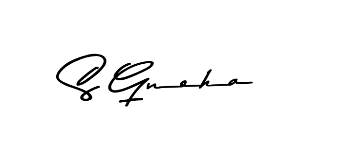 How to make S Gneha name signature. Use Asem Kandis PERSONAL USE style for creating short signs online. This is the latest handwritten sign. S Gneha signature style 9 images and pictures png