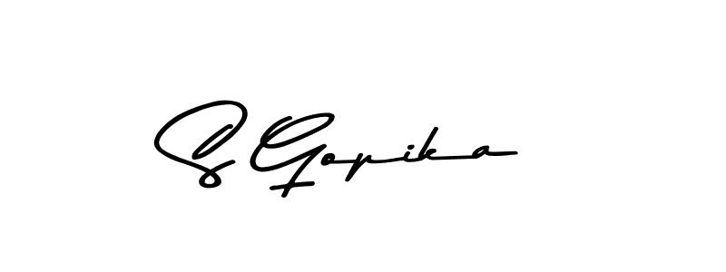 Make a beautiful signature design for name S Gopika. With this signature (Asem Kandis PERSONAL USE) style, you can create a handwritten signature for free. S Gopika signature style 9 images and pictures png