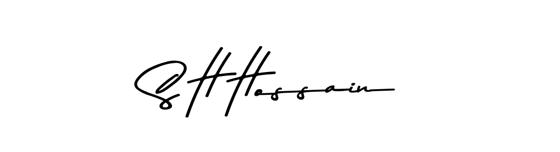 How to make S H Hossain name signature. Use Asem Kandis PERSONAL USE style for creating short signs online. This is the latest handwritten sign. S H Hossain signature style 9 images and pictures png