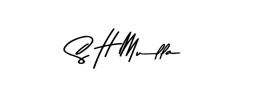 How to make S H Mulla name signature. Use Asem Kandis PERSONAL USE style for creating short signs online. This is the latest handwritten sign. S H Mulla signature style 9 images and pictures png