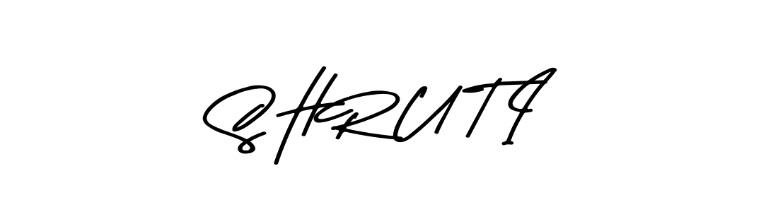 How to make S H R U T I name signature. Use Asem Kandis PERSONAL USE style for creating short signs online. This is the latest handwritten sign. S H R U T I signature style 9 images and pictures png