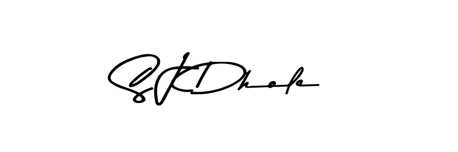 How to make S J Dhole name signature. Use Asem Kandis PERSONAL USE style for creating short signs online. This is the latest handwritten sign. S J Dhole signature style 9 images and pictures png