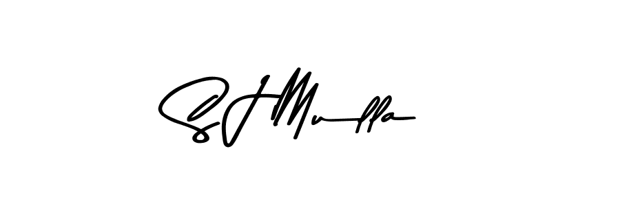 How to make S J Mulla name signature. Use Asem Kandis PERSONAL USE style for creating short signs online. This is the latest handwritten sign. S J Mulla signature style 9 images and pictures png