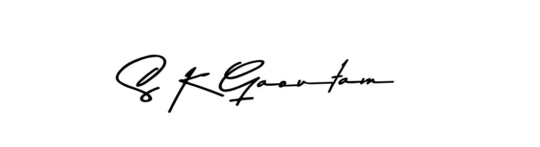 The best way (Asem Kandis PERSONAL USE) to make a short signature is to pick only two or three words in your name. The name S K Gaoutam include a total of six letters. For converting this name. S K Gaoutam signature style 9 images and pictures png