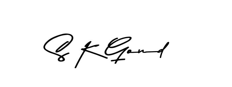 Create a beautiful signature design for name S K Gond. With this signature (Asem Kandis PERSONAL USE) fonts, you can make a handwritten signature for free. S K Gond signature style 9 images and pictures png