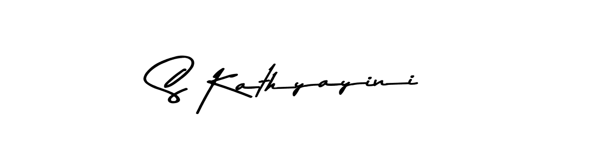 How to make S Kathyayini name signature. Use Asem Kandis PERSONAL USE style for creating short signs online. This is the latest handwritten sign. S Kathyayini signature style 9 images and pictures png