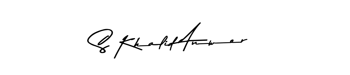 Asem Kandis PERSONAL USE is a professional signature style that is perfect for those who want to add a touch of class to their signature. It is also a great choice for those who want to make their signature more unique. Get S Khalid Anwer name to fancy signature for free. S Khalid Anwer signature style 9 images and pictures png