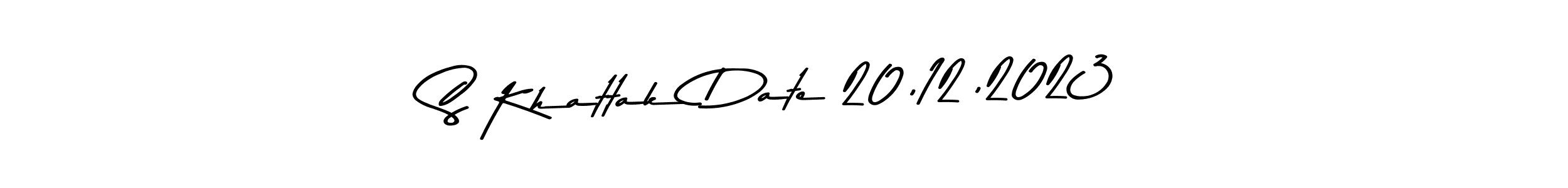 This is the best signature style for the S Khattak Date 20,12,2023 name. Also you like these signature font (Asem Kandis PERSONAL USE). Mix name signature. S Khattak Date 20,12,2023 signature style 9 images and pictures png