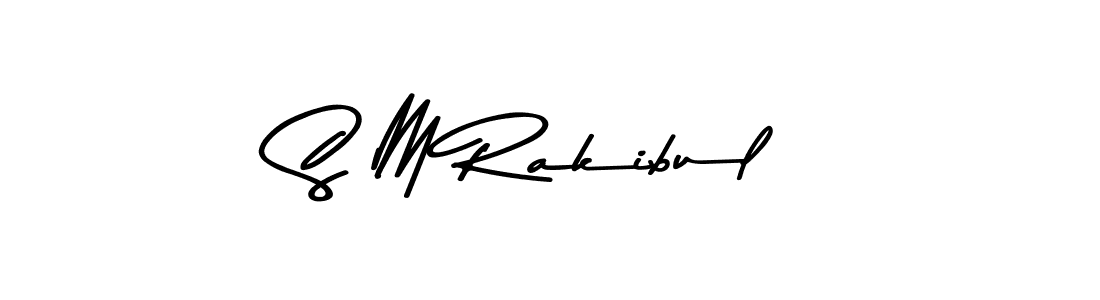 How to make S M Rakibul name signature. Use Asem Kandis PERSONAL USE style for creating short signs online. This is the latest handwritten sign. S M Rakibul signature style 9 images and pictures png