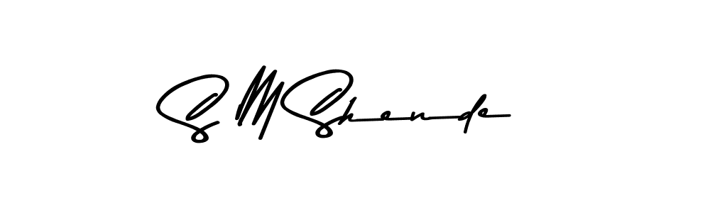 How to make S M Shende name signature. Use Asem Kandis PERSONAL USE style for creating short signs online. This is the latest handwritten sign. S M Shende signature style 9 images and pictures png