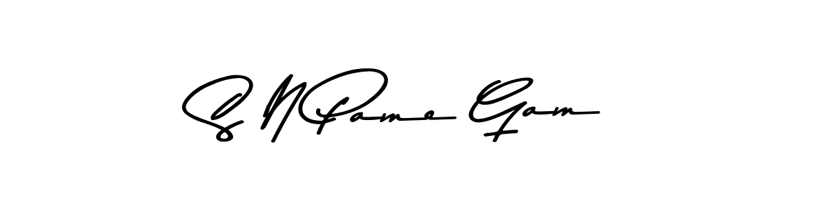 How to make S N Pame Gam name signature. Use Asem Kandis PERSONAL USE style for creating short signs online. This is the latest handwritten sign. S N Pame Gam signature style 9 images and pictures png