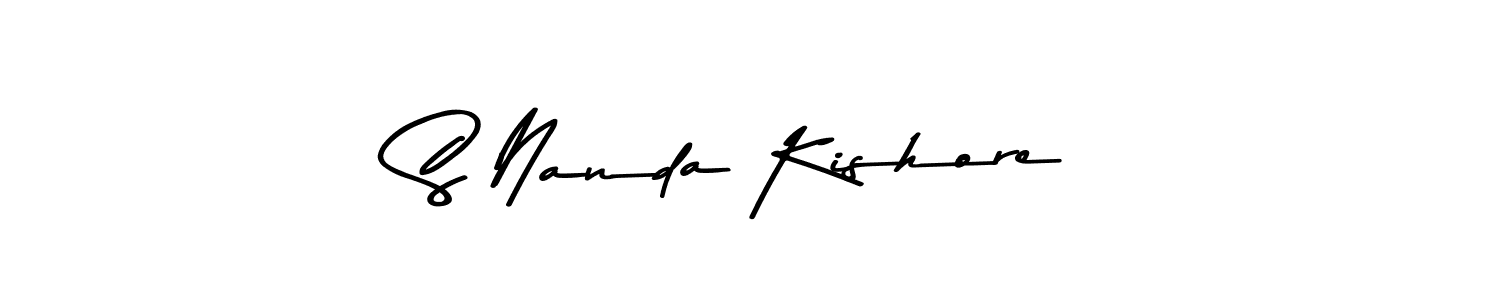 How to make S Nanda Kishore name signature. Use Asem Kandis PERSONAL USE style for creating short signs online. This is the latest handwritten sign. S Nanda Kishore signature style 9 images and pictures png