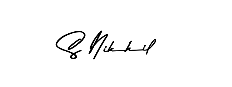 if you are searching for the best signature style for your name S Nikhil. so please give up your signature search. here we have designed multiple signature styles  using Asem Kandis PERSONAL USE. S Nikhil signature style 9 images and pictures png