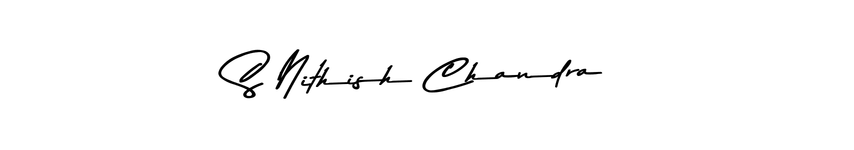 How to make S Nithish Chandra name signature. Use Asem Kandis PERSONAL USE style for creating short signs online. This is the latest handwritten sign. S Nithish Chandra signature style 9 images and pictures png