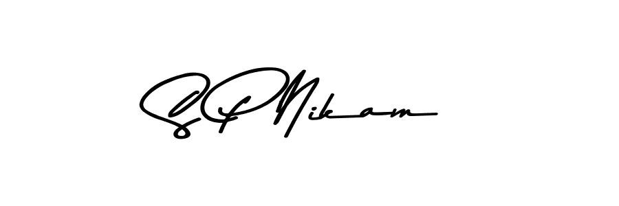 Create a beautiful signature design for name S P Nikam. With this signature (Asem Kandis PERSONAL USE) fonts, you can make a handwritten signature for free. S P Nikam signature style 9 images and pictures png