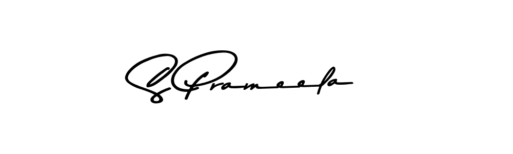 How to make S Prameela name signature. Use Asem Kandis PERSONAL USE style for creating short signs online. This is the latest handwritten sign. S Prameela signature style 9 images and pictures png