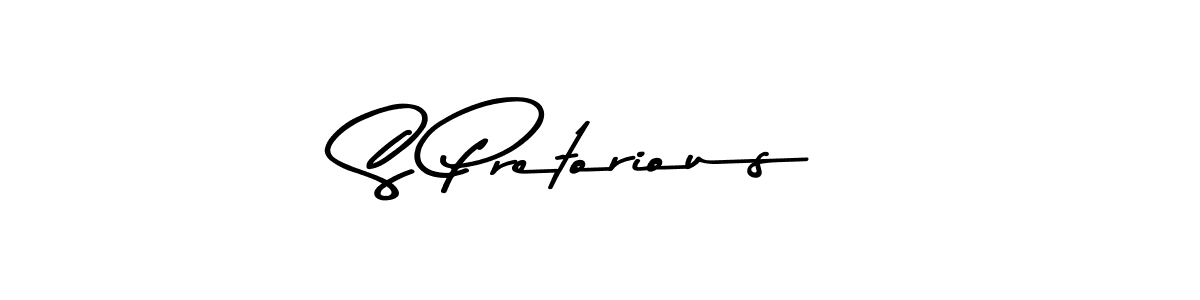 How to make S Pretorious name signature. Use Asem Kandis PERSONAL USE style for creating short signs online. This is the latest handwritten sign. S Pretorious signature style 9 images and pictures png