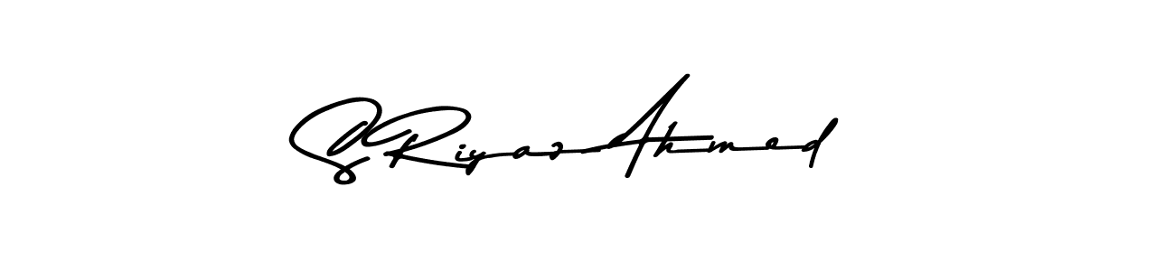 How to make S Riyaz Ahmed name signature. Use Asem Kandis PERSONAL USE style for creating short signs online. This is the latest handwritten sign. S Riyaz Ahmed signature style 9 images and pictures png