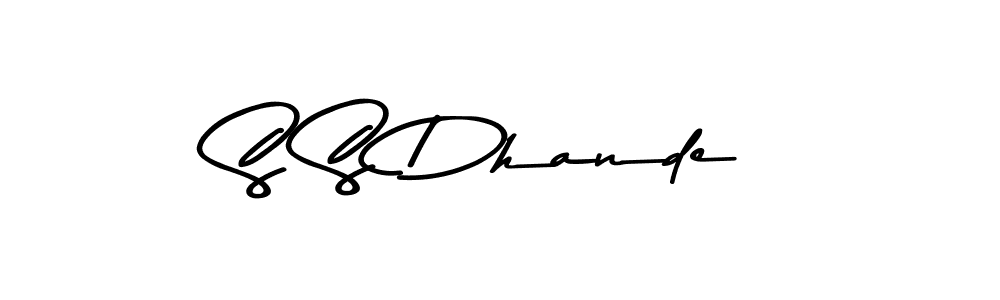 How to make S S Dhande name signature. Use Asem Kandis PERSONAL USE style for creating short signs online. This is the latest handwritten sign. S S Dhande signature style 9 images and pictures png