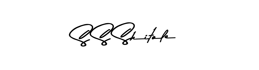 How to make S S Shitole name signature. Use Asem Kandis PERSONAL USE style for creating short signs online. This is the latest handwritten sign. S S Shitole signature style 9 images and pictures png