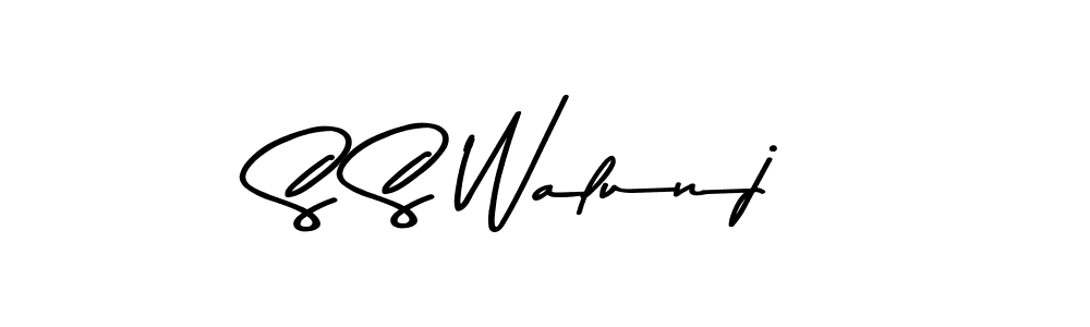 Create a beautiful signature design for name S S Walunj. With this signature (Asem Kandis PERSONAL USE) fonts, you can make a handwritten signature for free. S S Walunj signature style 9 images and pictures png