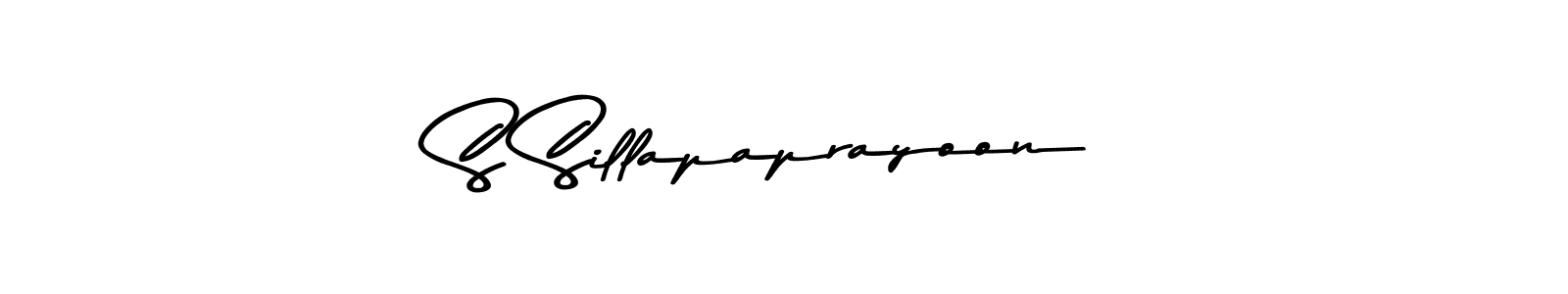 How to make S Sillapaprayoon name signature. Use Asem Kandis PERSONAL USE style for creating short signs online. This is the latest handwritten sign. S Sillapaprayoon signature style 9 images and pictures png