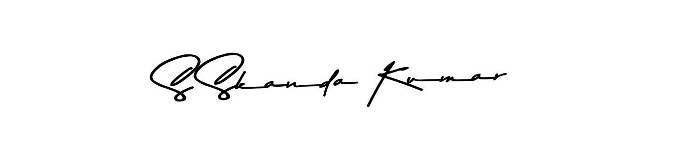 How to make S Skanda Kumar name signature. Use Asem Kandis PERSONAL USE style for creating short signs online. This is the latest handwritten sign. S Skanda Kumar signature style 9 images and pictures png
