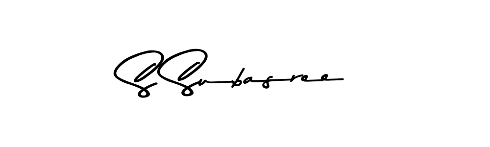 Make a beautiful signature design for name S Subasree. With this signature (Asem Kandis PERSONAL USE) style, you can create a handwritten signature for free. S Subasree signature style 9 images and pictures png