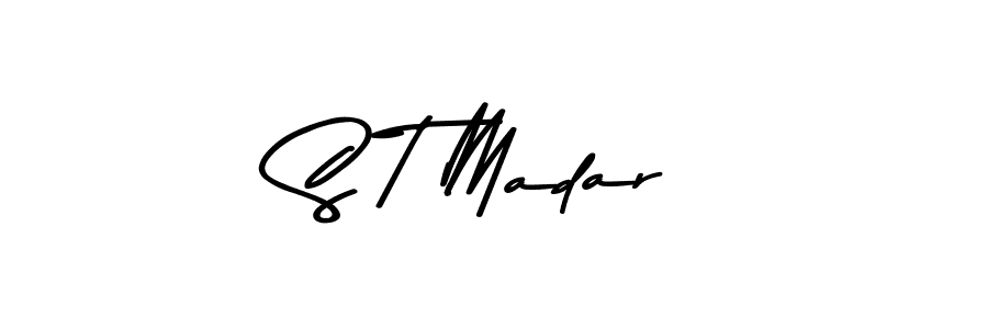 How to make S T Madar name signature. Use Asem Kandis PERSONAL USE style for creating short signs online. This is the latest handwritten sign. S T Madar signature style 9 images and pictures png
