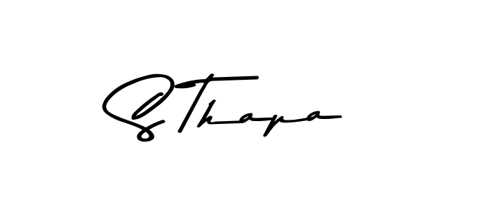 How to make S Thapa name signature. Use Asem Kandis PERSONAL USE style for creating short signs online. This is the latest handwritten sign. S Thapa signature style 9 images and pictures png